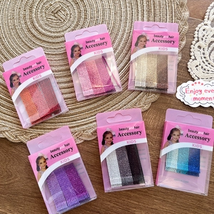 Kids Glitter Bobby Pins Hair Clips Set For Girls Colorful Sparkly Hair Accessories Simple Handmade Resin Plastic Hairpins