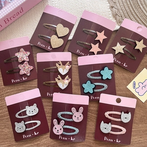 Lot de barrettes coréennes mignonnes avec paillettes étoiles cœurs et motifs animaux