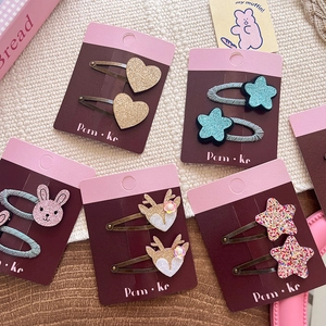 Lot de barrettes à cheveux pailletées avec formes de cœur étoile et animaux