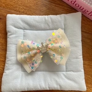 Barrette nœud pailletée avec couronne de strass pour filles accessoires cheveux princesse