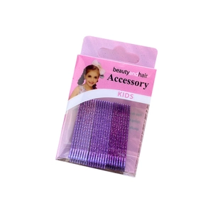 Pack of 24 purple glitter hair clips for girls featuring sparkly metallic finish