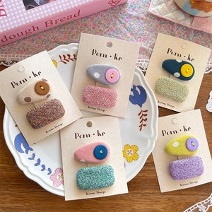 Korean Style Fabric Polka Dot Button Hair Clips Set For Kids Girls Cute BB Clips Floral Pattern Plaid Hairpins Hair Accessories Gift
