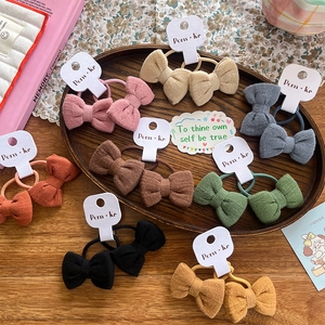 Élastiques à Cheveux Nœud en Tissu Enfants Style Coréen Fait Main Couleur Unie Chouchous Ruban Porte Queue de Cheval Filles Accessoires