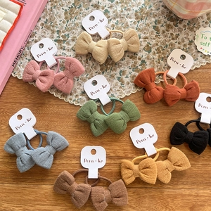 Lot de huit chouchous en tissu avec nœuds papillons colorés de style coréen pour filles