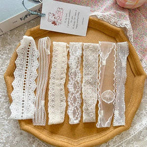 Baby Girls Lace Headband Handmade Embroidery Hollow Out Elastic Hair Band White Floral Hair Accessories For Infant Toddler Kids