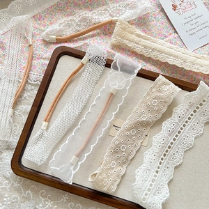 Lace baby headband set with embroidery floral patterns and elastic nylon band