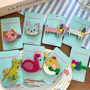 Mollette per capelli carine stile coreano con animali glitterati gatto e dinosauro