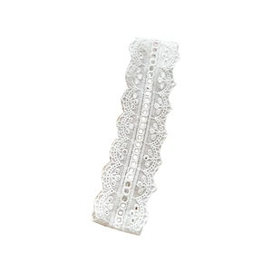 White lace headband with embroidered floral patterns and hollow details for baby girls