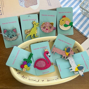 Set di fermagli per capelli glitterati per bambini con simpatici dinosauri e fiori