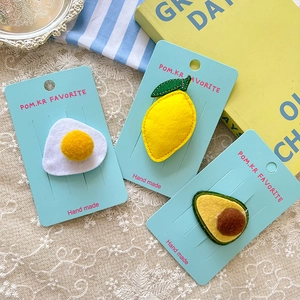 Fermagli per Capelli in Feltro Cartone Animato Frutta Avocado Limone Uovo Fatto a Mano Tessuto Accessori per Capelli per Bambine