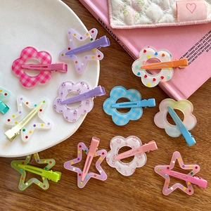 Barrettes à cheveux mignonnes aux motifs de fleurs et d'étoiles en couleurs pastel