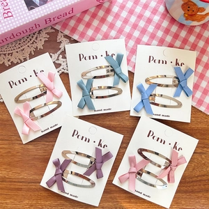 Sweet Girls Bow Ribbon Hair Clips Handmade Balletcore BB Hairpins Kids Ribbon Bow Barrettes Fashion Hair Accessories Gift