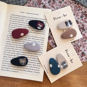 Barrettes à cheveux en tissu avec broderie chat et pois dans divers coloris élégants
