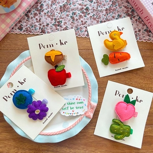 Barrettes à Cheveux en Feutre Fait Main pour Filles Mignon Canard Dessin Animé Fruits Cactus Style Coréen Accessoires Cheveux Enfants