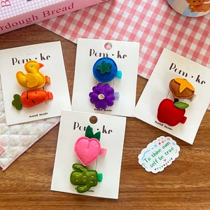 Barrettes à cheveux en feutre faites main pour filles avec canard et fleurs mignonnes