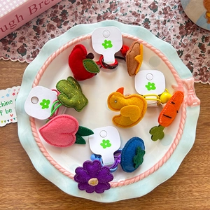 Simpatici Elastici per Capelli in Feltro a Cartone Animato per Bambini Fatti a Mano Design Animale Frutta Corda per Capelli
