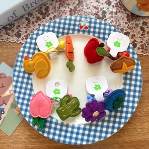 Set di 8 elastici per capelli fatti a mano per bambine con simpatici motivi a fiori e frutta