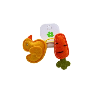 Set di elastici per capelli in feltro fatti a mano con anatra gialla e carota arancione