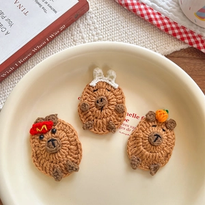 Handmade Crochet Capybara Hair Clips For Kids Girls Cute Knitted Woolen Yarn Animal Hairpins Bangs Clips Hair Accessories Gift