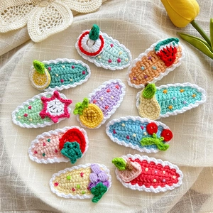 Handmade Knitted Fruit Hairpins For Kids Cute Woolen Strawberry Pineapple Apple Hair Clips For Girls Hair Accessories