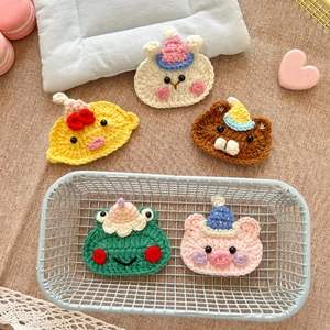 Pince à Cheveux en Tricot Fait Main Forme d'Animal Dessin Animé Ours Lapin Grenouille pour Enfants Accessoires Cheveux Bébé