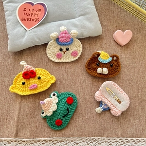 Barrettes à cheveux animaux au crochet fait main pour enfants avec ours, lapin et poussin