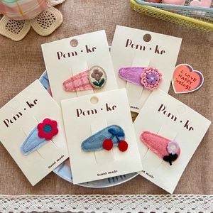 Süße Pastorale Stickerei Blume Haarklammer Stoff Umwickelt BB Clip Für Kinder Mädchen Blumen Kirsche Muster Handgefertigt Haarschmuck
