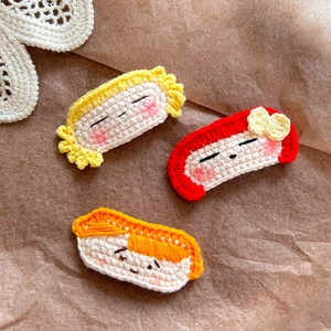 Lot de barrettes à cheveux au crochet fait main avec visages de poupées mignons