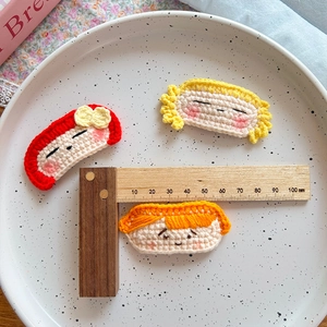 Trois barrettes à cheveux en crochet fait main visages de chats mignons pour filles et enfants