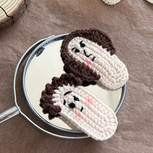 Barrettes à cheveux en crochet fait main avec broderie sur reflet de miroir vintage