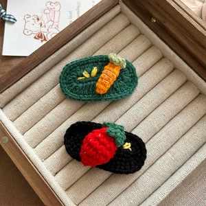 Cute Handmade Crochet Fruit Hair Clip For Kids Wool Knitted Strawberry Carrot BB Clip Toddler Girl Hair Accessories Gift