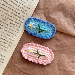 Barrettes à Cheveux Crochetées à la Main Marguerite pour Filles Style Pastoral en Fil de Laine Brodé Pinces BB Mignonnes
