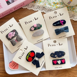 Ensemble de Barrettes en Tissu Brodé à la Main pour Enfants Filles Mignon Animal Fleurs Nœud Cerise Accessoires Cheveux Quotidien