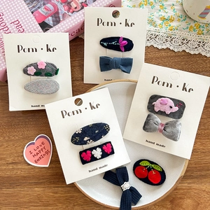 Barrettes à cheveux brodées à la main avec nœuds et motifs d'animaux pour bébés