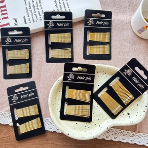 Korean Metal Bobby Pins Gold Black Wave Textured Hair Clips Minimalist Non-Slip Side Clips For Women Girls Hair Accessories