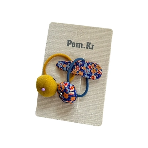 Lot de barrettes à fleurs en tissu et élastiques à cheveux jaunes et bleus