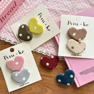 Barrettes à cheveux en tissu en forme de cœur avec pois colorés pour filles