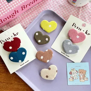 Pinces à cheveux en tissu en forme de cœur à pois colorés pour filles et bébés