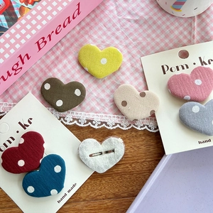 Lot de barrettes à cheveux cœur à pois colorés pour filles en tissu doux et métal