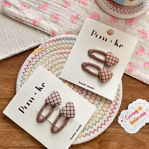 Lot de barrettes à cheveux faites main à carreaux marron pour filles sur carton