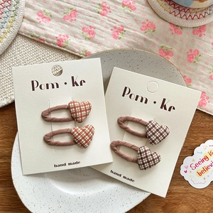 Lot de barrettes à cheveux à carreaux cœur pour filles en style pastoral vintage