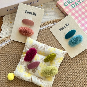 Pastel lamb wool and velvet hair clips set in colorful candy tones for women