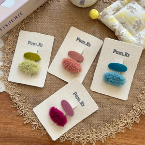 Cute pastel lamb wool hair clip set for girls featuring soft plush textures and candy colors