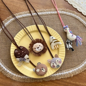 Pendentif animaux de dessin animé en tissu fait main pour enfants avec breloques en peluche