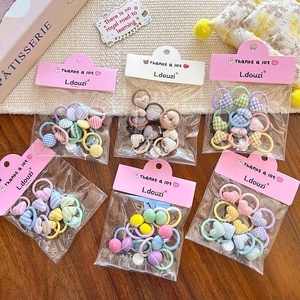 Lot d'élastiques à cheveux colorés avec perles cœur et vichy pour enfants aux tons acidulés