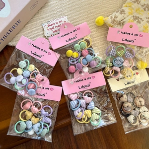 Lot d'élastiques à cheveux pour filles, motifs cœurs et carreaux aux tons pastel