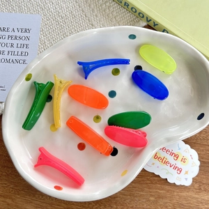 Barrettes à Cheveux en Plastique Couleur Bonbon Mignonnes pour Enfants Néon Uni Ovale Longues Décoration Fait à la Main