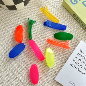 Ensemble de barrettes colorées ovales pour enfants incluant des pinces néon et crocodiles