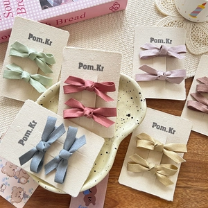 Set of pastel fabric bow hair clips for girls in various elegant Morandi colors