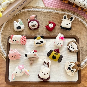 Cute Cartoon Animal Fabric Brooches Handmade Padded Embroidery Rabbit Bear Panda Pins Decorative Clothing Accessories For Kids